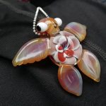 Flower Shell Glass Turtle Pendant